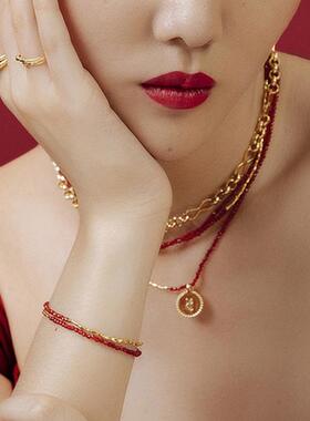 官方正品天然红玛瑙双层2024龙年本命年手链女轻奢小众手串送女友