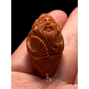 财神挂件橄榄核单籽核雕高端文玩手把件精雕雕刻男士吊坠女款项链
