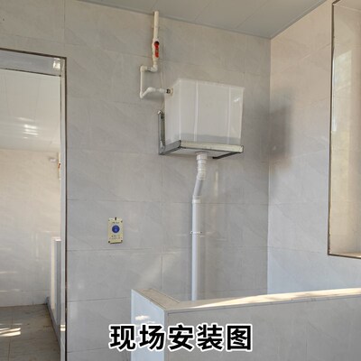 学校沟槽厕所自动l冲水箱改手按电控冲水每个蹲位都可控制改造简