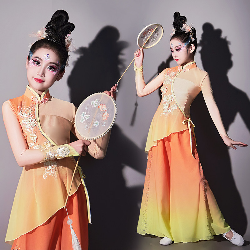 儿童胶州民族秧歌服演出服女童新款中国风扇子广场舞艺考舞蹈服装
