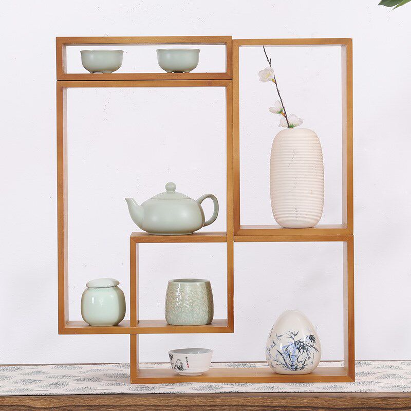 组合多变博d古架茶柜实木茶壶茶杯架杯托摆件茶具收纳架摆件多宝