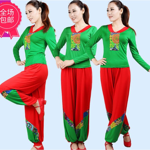 新款时尚春夏季广场舞服装民族舞蹈现代表演服饰女秧歌服长袖套装