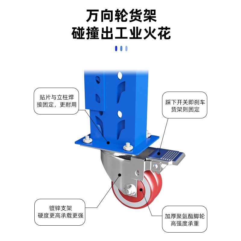 货架带轮子可g移动多层仓储置物架仓库承重型储货物架子二三四五
