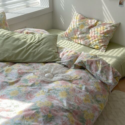 梨梦 春日幸事 韩系小碎花40支四件套全棉床单被套床上用品