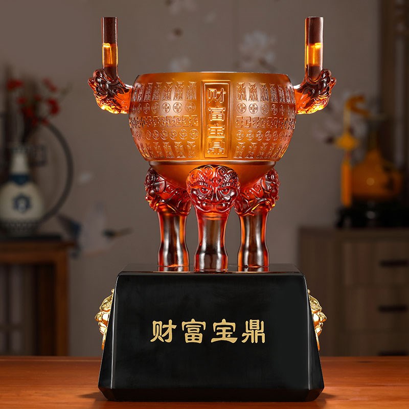 公司开业礼物聚宝盆桌面摆件招财聚财领导办公室摆饰工艺品琉璃鼎