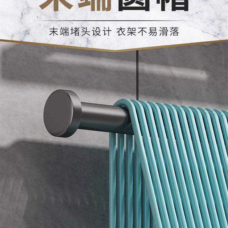 枪灰色晾衣架收纳神器阳台免打孔挂壁式家用整理架子多功能挂钩杆
