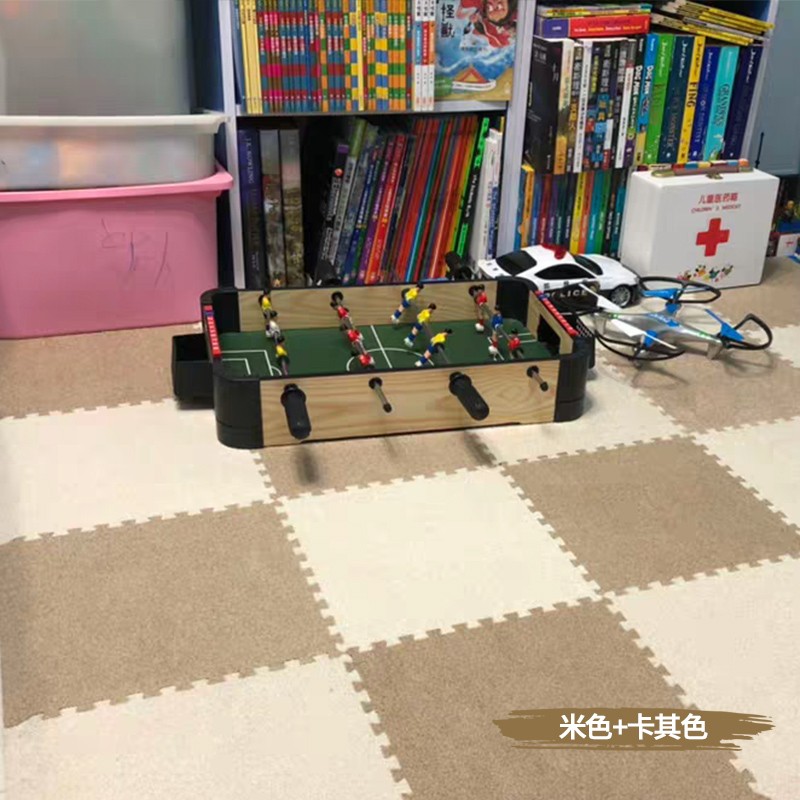 儿童爬行垫卧室绒面泡沫拼接地垫加厚室内L宿舍客厅地板榻榻米地