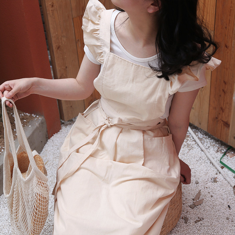 韩式围裙厨房家用新款夏季薄款家务花艺美甲师工作服女款定制