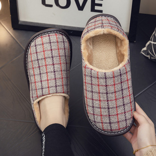 秋冬季居家包跟保暖棉拖鞋男女士室内家用防滑厚底加绒布软底棉鞋