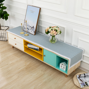 电视机柜盖布棉麻桌布布艺茶几长方形客厅北欧防尘桌布梳妆台家用