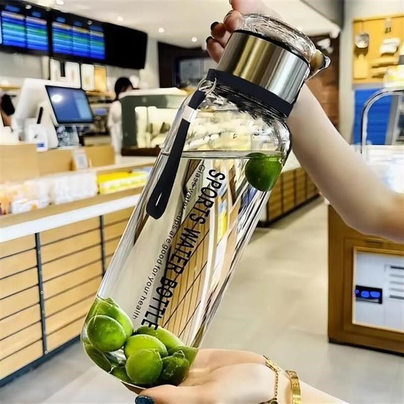送杯套1L墩墩桶赠杯套大容量玻璃杯可携式茶U水分离玻璃水杯