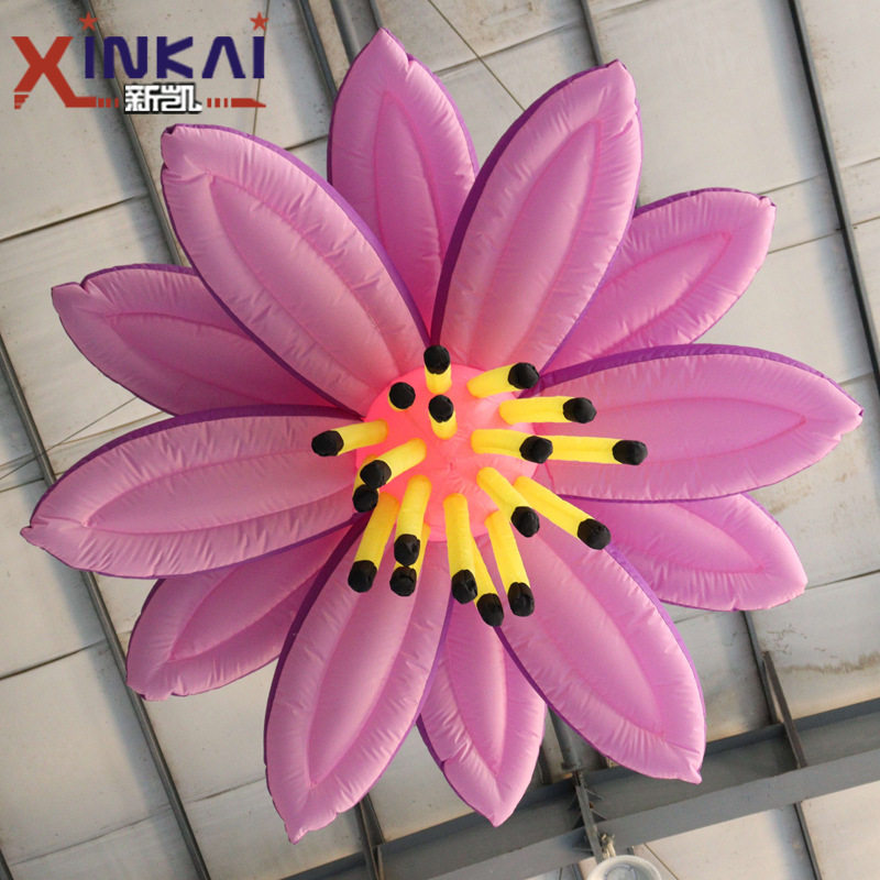 商场美陈布置仿真花卉吊挂灯光气模充气发光花朵模型商场美陈装饰