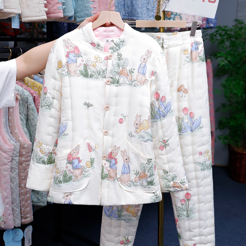 甜美手工棉花棉袄女套装s 秋冬防寒保暖加厚棉服内外穿棉衣两件套