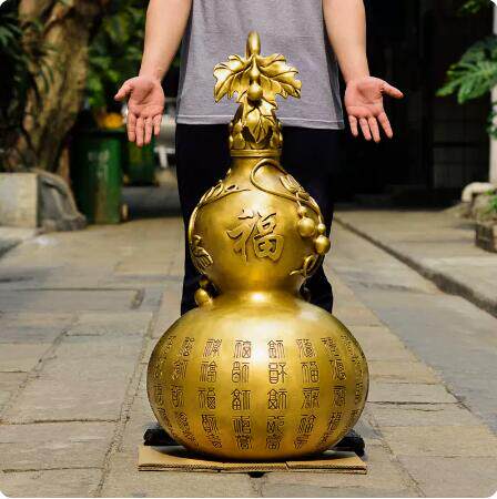 铜葫芦摆件f大号纯铜空心开口大葫芦百福客厅家居玄关装饰品