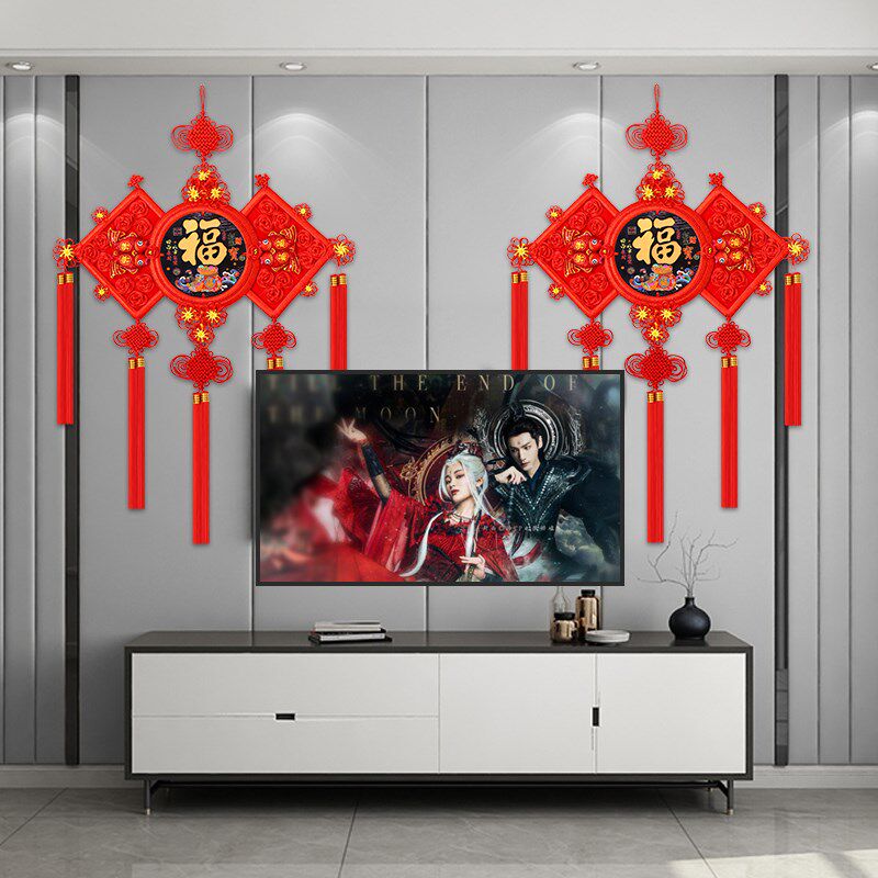 新款中国结桃木挂件大号福字家居装饰背景墙玄关入户门挂饰乔迁礼