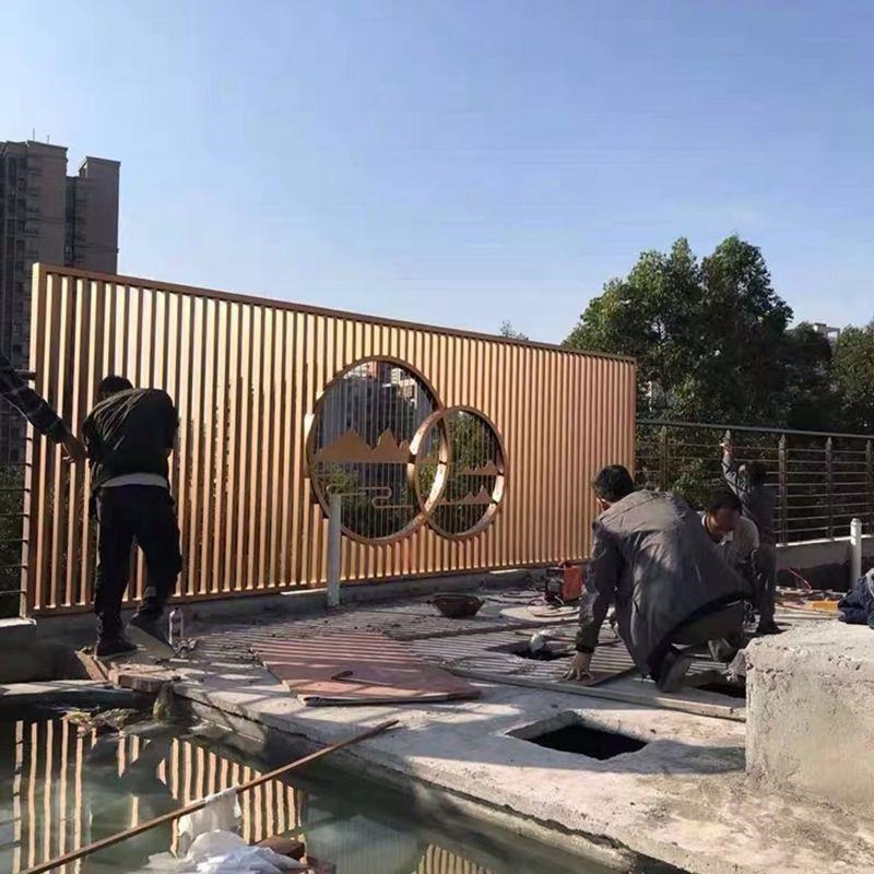 新品背景墙c金属假山户外装饰玄关屏风钛不锈钢隔断酒店格栅大堂