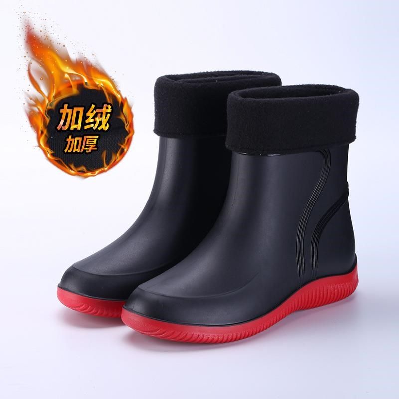 雨鞋男士中高筒厚底耐磨雨靴防水防滑工地短筒套鞋秋款低帮水胶鞋