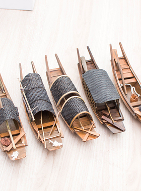 中国风木船模型摆件工艺品手工船摆件实木船渔船S乌篷船帆船观光