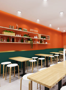 2022新款国潮红色p墙纸自粘商用店铺中国风网红烧烤店餐饮饭店壁
