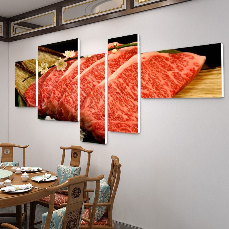牛肉火锅店装饰画烤肉店饭店背景墙挂画西餐厅墙面V装饰牛排店壁