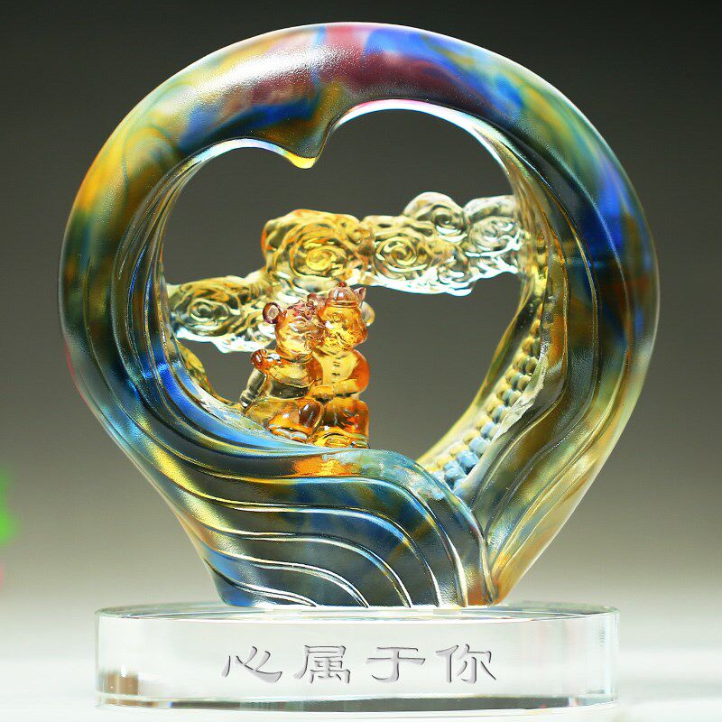 新婚贺礼送闺蜜哥哥嫂子高档结婚礼物新娘朋友姐姐琉W璃工艺品摆
