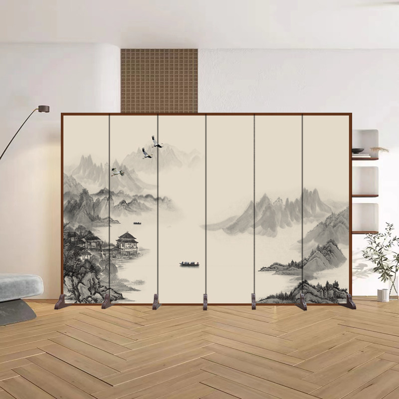 定制中式屏风隔断客厅茶室办公摺叠移动饭店大厅S包间卧室遮挡玄