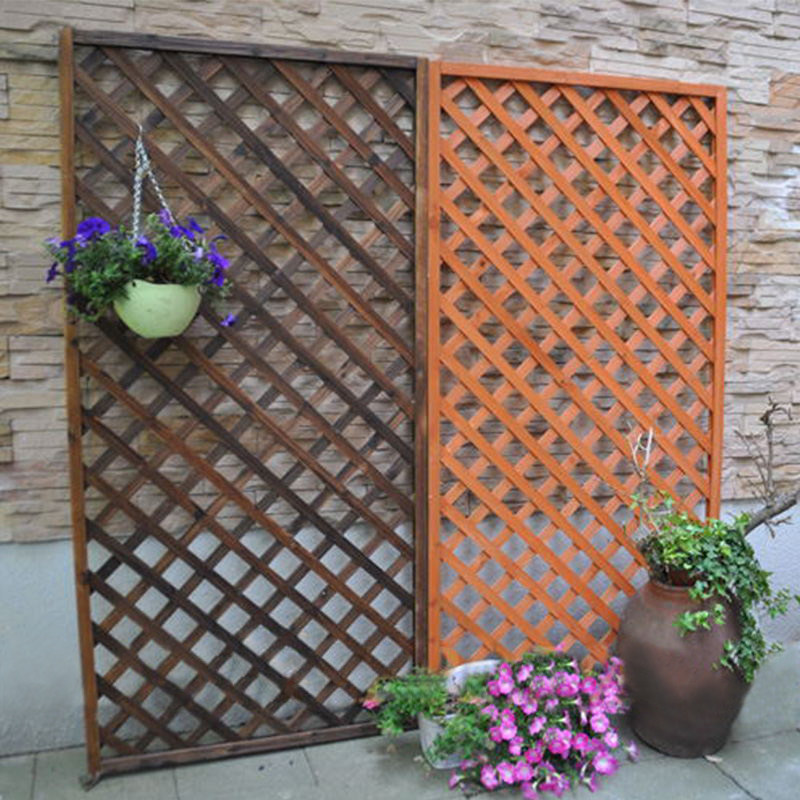 炭化木防腐木栅栏篱笆围栏护栏庭院木框花格网格屏风隔断爬藤花架