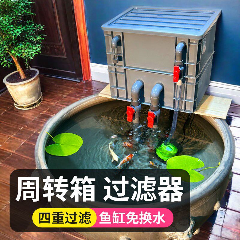小鱼缸氧气泵过滤器净水循环水泵加氧一体三合一玻璃上滤小型圆形