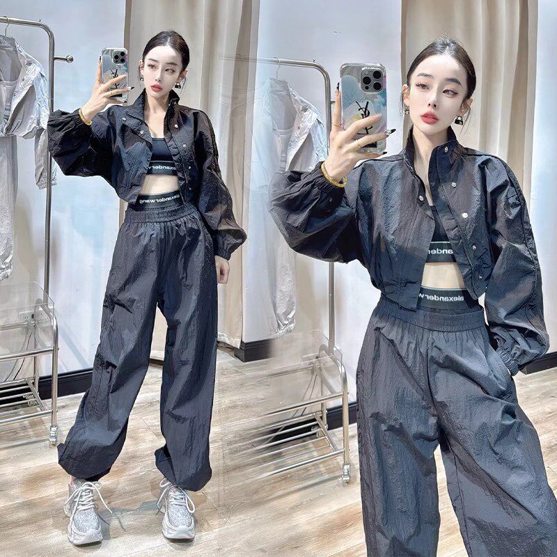 辣妹女短款复古工装风春夏外套夹克上衣短款设计感工装裤两件套潮