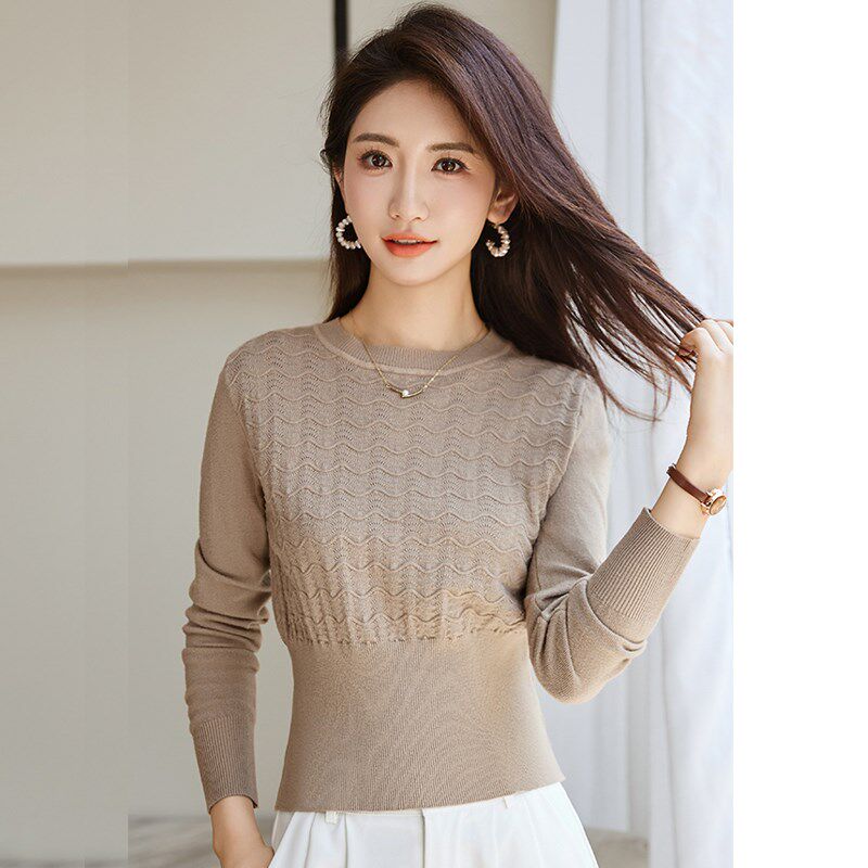 薄款镂空针织衫2025春季新款女装小个子短款收腰上衣别致打底毛衣