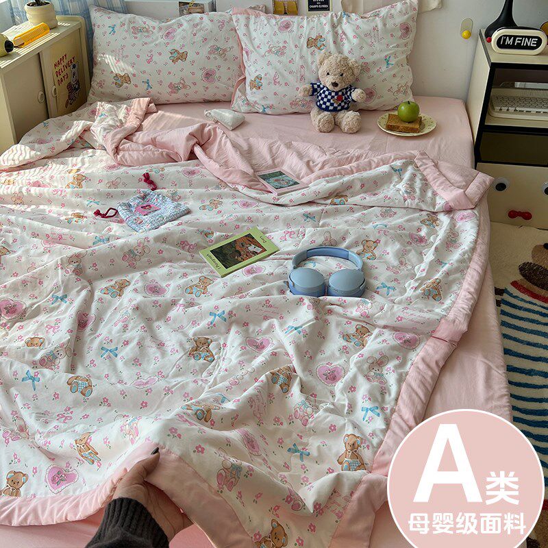 A类夏凉被d空调被全棉四件套可机洗夏季薄被子单双人宿舍夏被3