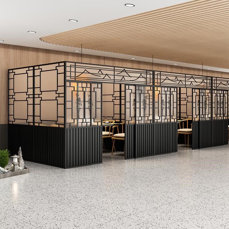 铁艺中式火锅店饭店推拉门包间隔断餐厅卡座屏风烧烤Z店格栅围栏