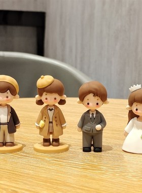 少女心桌面情侣小摆件可爱办公室车载装饰L品卡通婚庆人偶礼物女