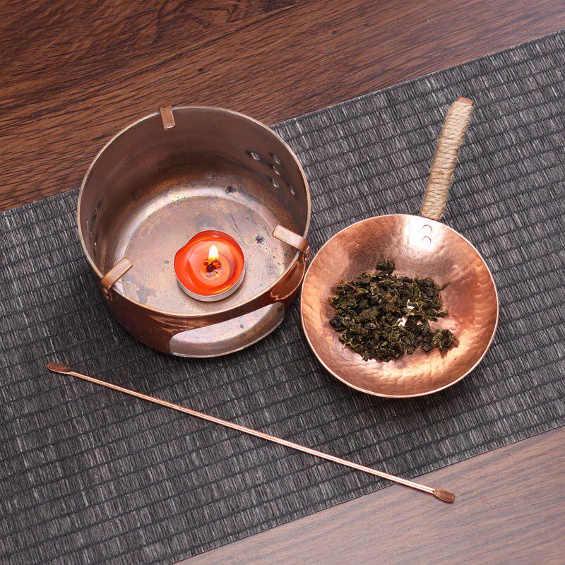 手工紫铜茶叶提香器烤茶盘小型功夫茶道X配件焙茶器