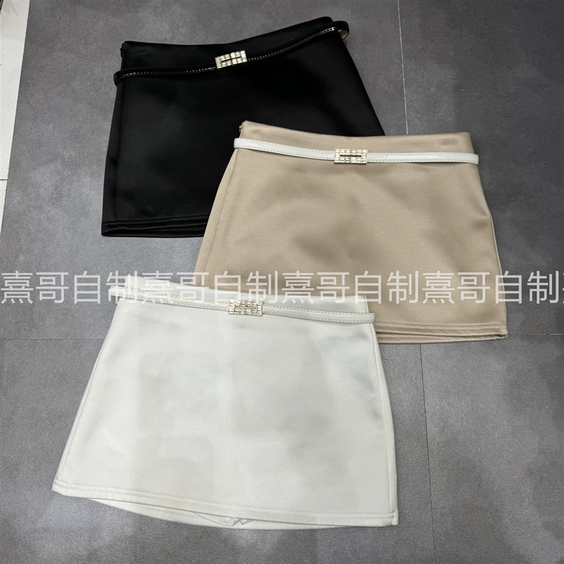 夏季新款金属扣皮带设计甜美A字裙短裙包臀裙半身裙时尚气质百搭