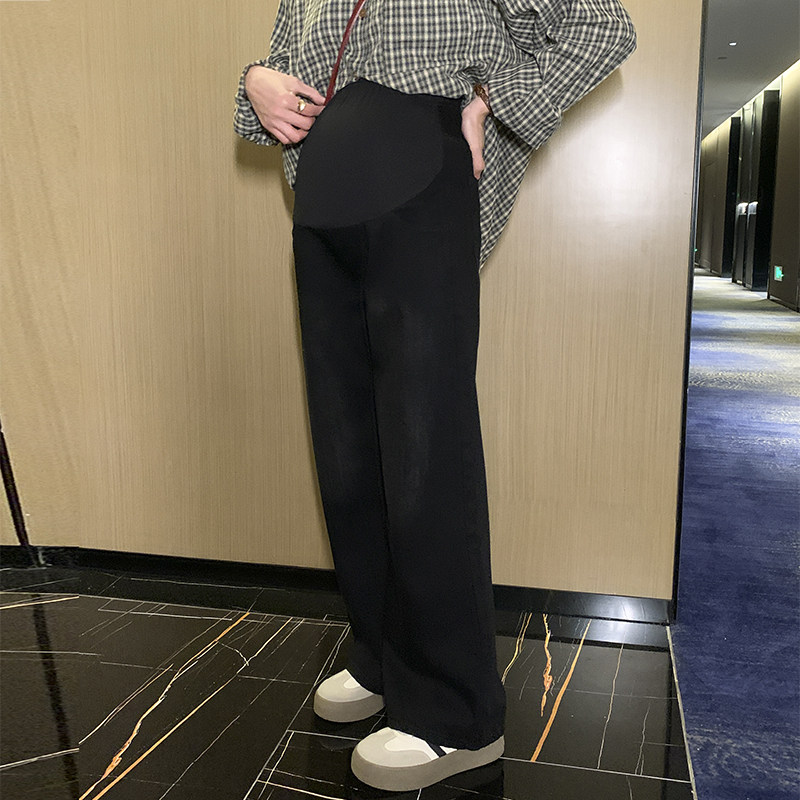 孕妇黑色显瘦裤子春秋外穿2024新款秋季直筒阔腿裤休闲长裤女秋装