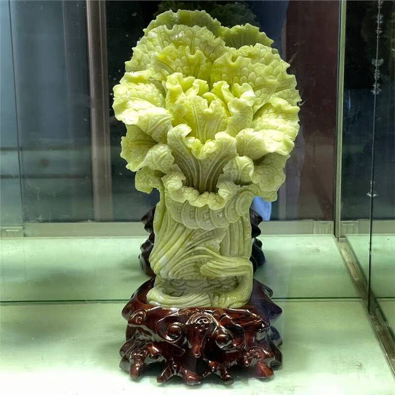 天然玉白菜c摆件原石雕刻玄关办公室装饰品乔迁开业礼品招财聚财
