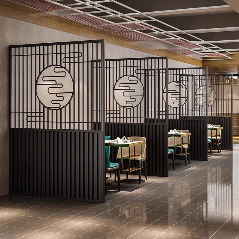 餐厅卡座隔断屏风酒店火锅烧烤铁艺隔断围栏饭店包W间镂空格栅装