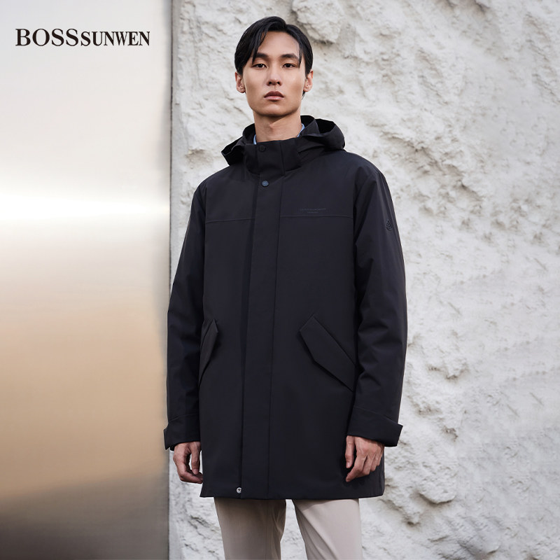 BOSSSUNWEN博斯绅威男士羽绒服2025新款冬季加厚保暖连帽外套