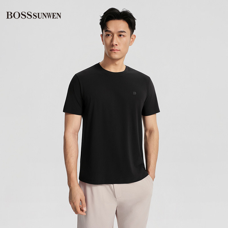 BOSSSUNWEN男士黑色短袖T恤图片