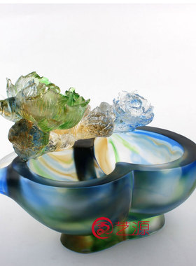 富贵圆满琉璃摆件m工艺品家居新房结婚新婚婚庆婚礼礼物商务办公