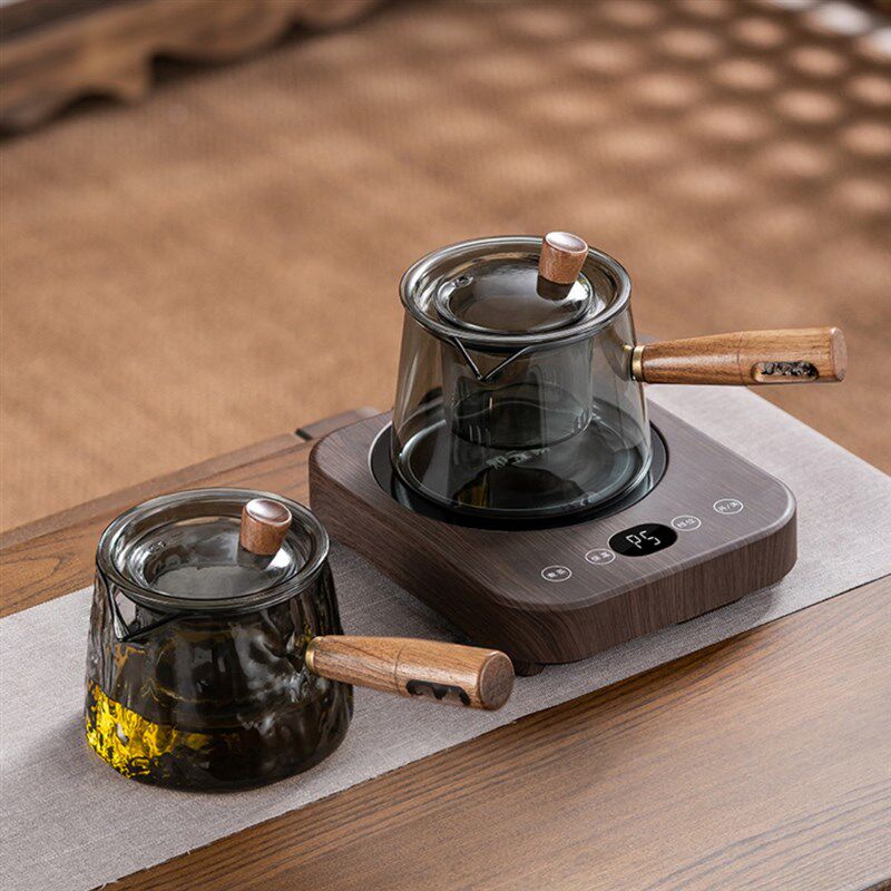电陶炉套c装玻璃侧把壶加厚耐高温家用煮茶壶过滤木把泡茶器茶具