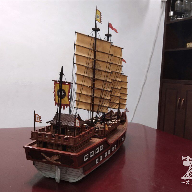 郑和下西洋 护卫战船 中国古战船 帆船模型R 精致工艺品摆饰