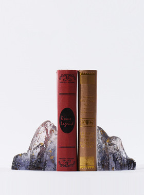 新中式白色假山书l档摆件书立件办公室书靠现代家居客厅样板房摆