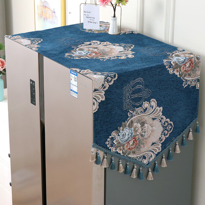 冰箱防尘盖布2024新款欧式轻奢高档双开门冰箱巾家用遮尘盖巾罩子