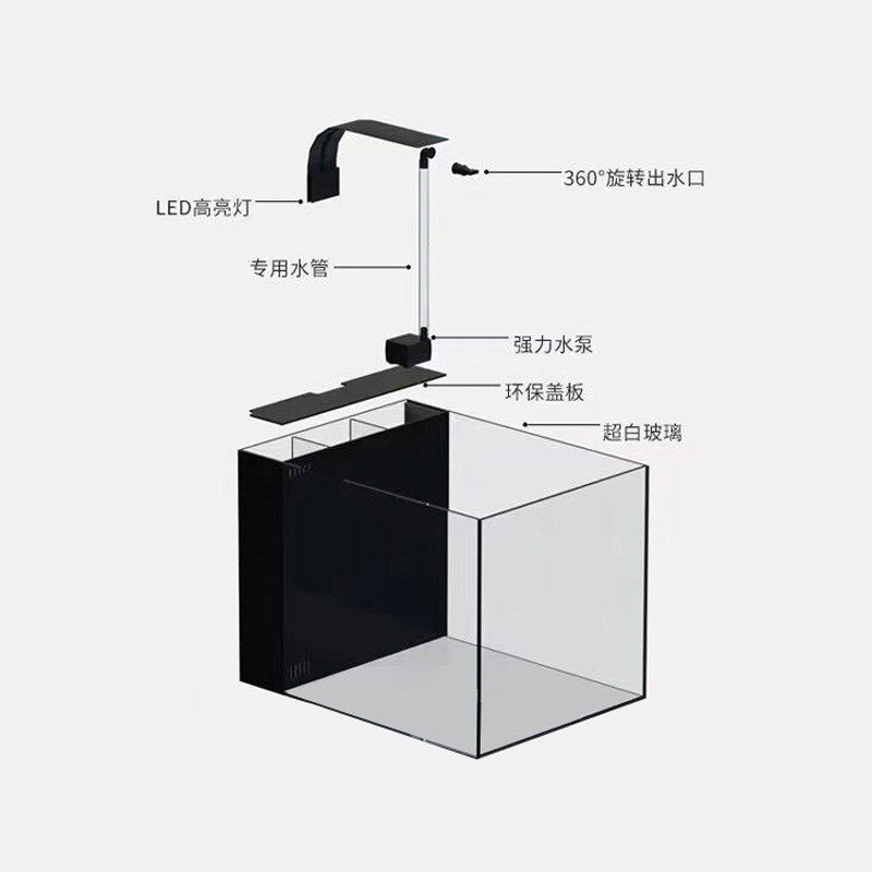背部循环过滤静i音海水缸卧室客厅家用海水缸免换水海水鱼缸小丑