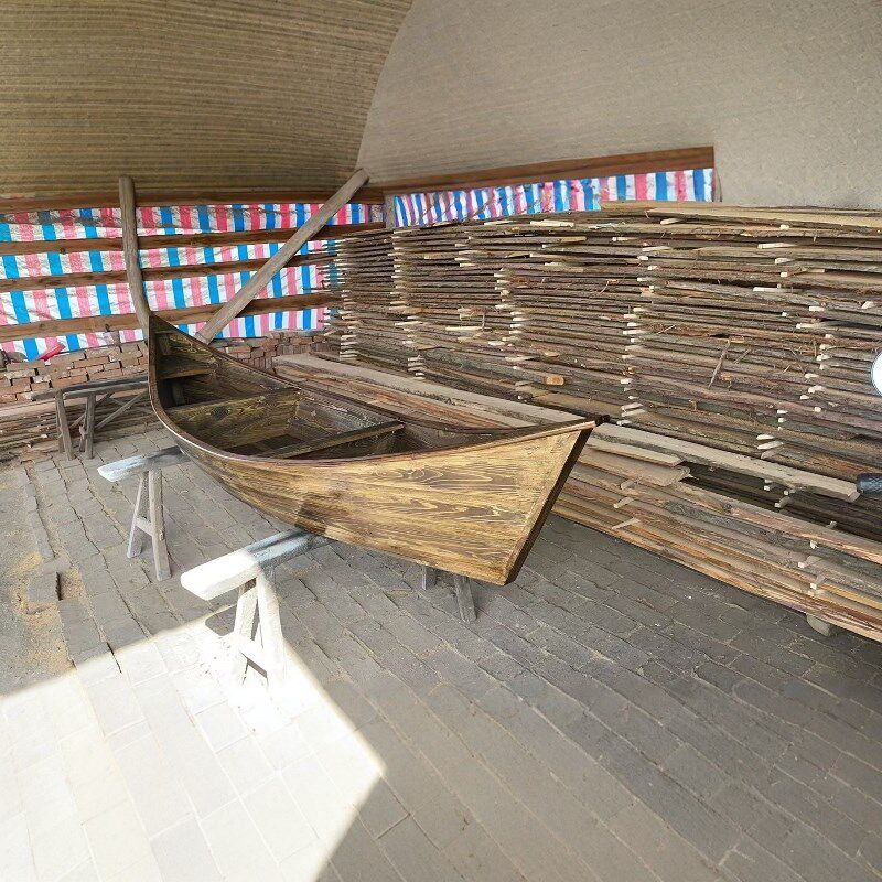 彷古木船景观装饰道r具小船户外摄影花船两头尖欧式实木船