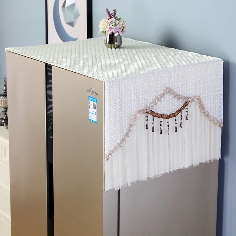 冰箱防尘盖布轻奢高档新款冰箱防尘罩防灰防油绣花蕾丝冰箱盖巾2