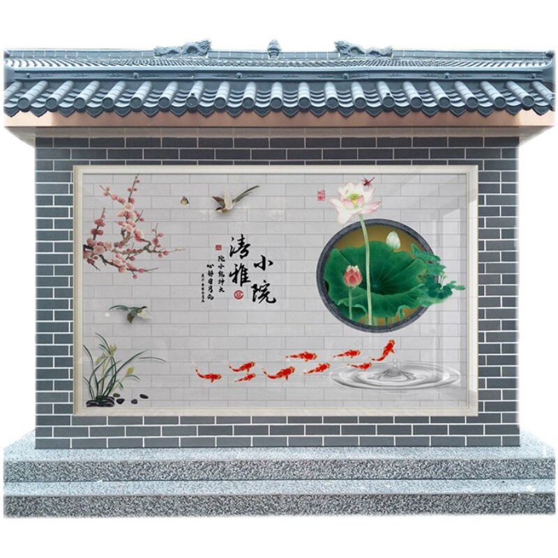 庭院室外瓷砖h背景墙迎门墙瓷砖照壁装饰现代清雅影背墙磁砖小院