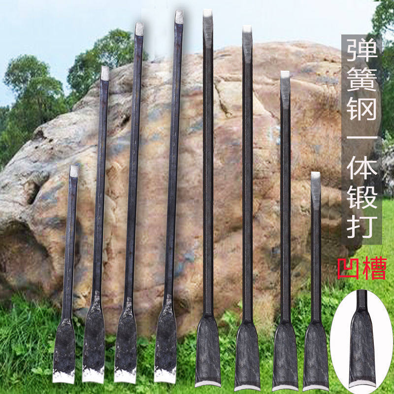弹簧钢锻打重型铁锹铲头竖直锹野外挖土树K苗植树多用焊接加长加